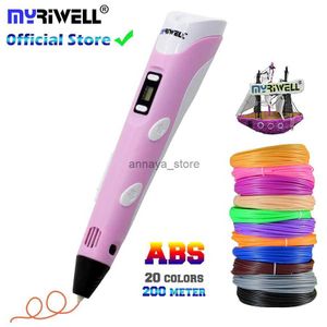 Intelligentiespeelgoed Myriwell 3D-pen DIY 3D-printerpen Tekenpennen 3D-printen Beste voor kinderen Met ABS-filament 1,75 mm Kerstverjaardagscadeau1L23116