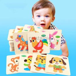 Intelligentie speelgoed Nieuwe 15x15 cm Baby Montessori Speelgoed 3D Houten Puzzel Cartoon Dier Voertuig Jigsaw Board Educatief voor Kinderen 24327