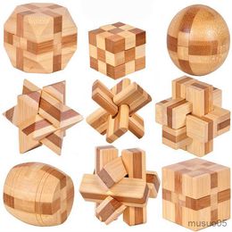 Intelligentie Toys Nieuw ontwerp Grootte Big Small IQ Brain Teaser Bamboo Kong Ming Lock Wooden Interlocking Puzzles Game Toy voor volwassenen Kinderen