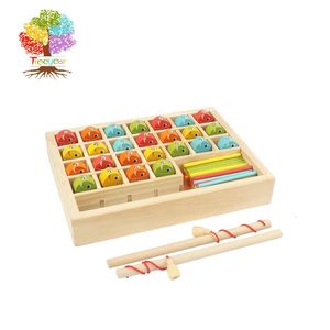 Jouets d'intelligence Treeyear jeu de pêche magnétique en bois jouets Montessori activités d'apprentissage motricité Fine tri des couleurs comptage des nombres 231207
