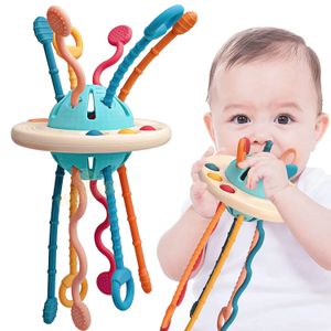 Juguetes de inteligencia UFO Baby Sensory Toys Montessori Pull String Cuerdas de juguete educativas interactivas con habilidades motoras de burbujas simples Bebés Niños pequeños 231215