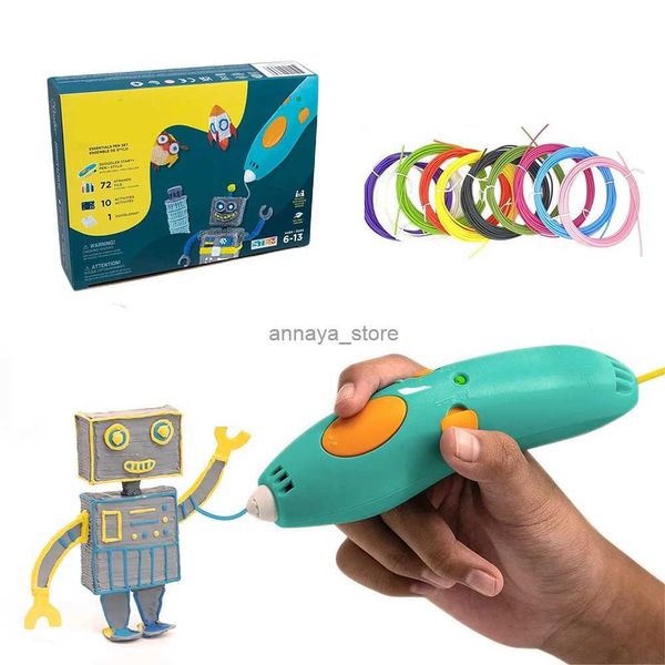 Intelligence Toys Bolígrafo de dibujo 3D inalámbrico de baja temperatura con filamento de 3 colores, los mejores regalos para niños, bolígrafo de impresión, lápices recargables de artes 3D DIY1L23116