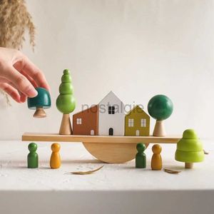 Intelligentie speelgoed Houten Baby Dier Balance Board Threading Speelgoed Wip Stapelen Blokken Games Montessori Educatief Geschenken 24327