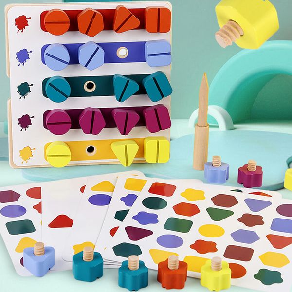 Intelligence Toys Couleur en bois assorti de la vis de noix de jeu Puzzle ENCIRIEL