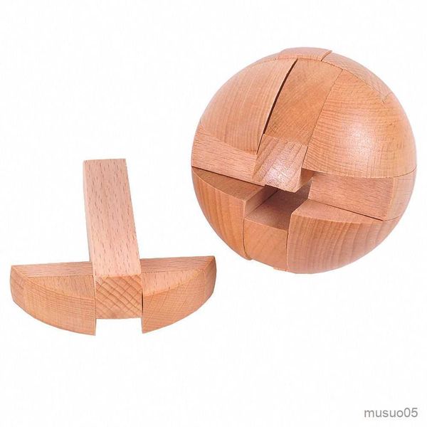 Juguetes de inteligencia Bola mágica de madera en forma de bola Luban Lock Brain Teaser Toy Juguetes educativos Adultos Niños Juego de inteligencia Juguete