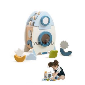 Intelligentiespeelgoed Houten raket 5-in-1 speelgoedset Multifunctionele vorm Cognitief speelgoed Baby kralen Montessori Vroege ld Onderwijsspeelgoed Verjaardagscadeauvaiduryb