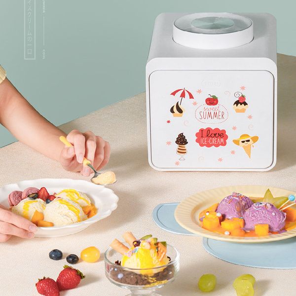 Máquina automática inteligente para hacer helados, máquina para hacer helados para el hogar fría, ajustable, dura y suave, 120W