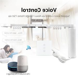 Freeshipping Intelligent Huis Gemotoriseerde Slimme Gordijnen Met Gordijnrail Staaf Wandschakelaar Alexa Google Home tuya App Controle Grrug