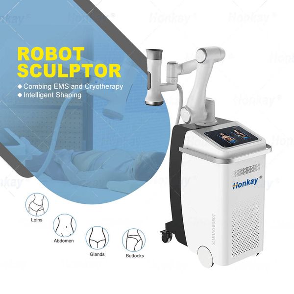 Robot intelligent 2 dans 1 EMS + Cryo Slimming Machine High intensité Electromagnétique Muscle Stimulation Vacuum Fat Ferge Cryolipolyse Corps Sculpting Machine