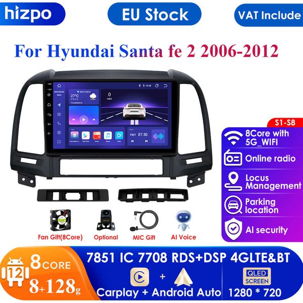 Écran Intelligent 2din Android autoradio lecteur vidéo multimédia pour Hyundai Santa Fe 2 2006 - 2012 GPS Nav Carplay Auto 4G RDS