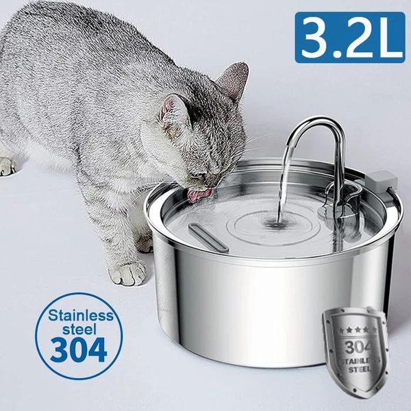 Intelligent en acier inoxydable Chat Fountaine Drinker automatique pour les chats Dispensateur d'eau pour animaux de compagnie Fountaine pour chats 240407