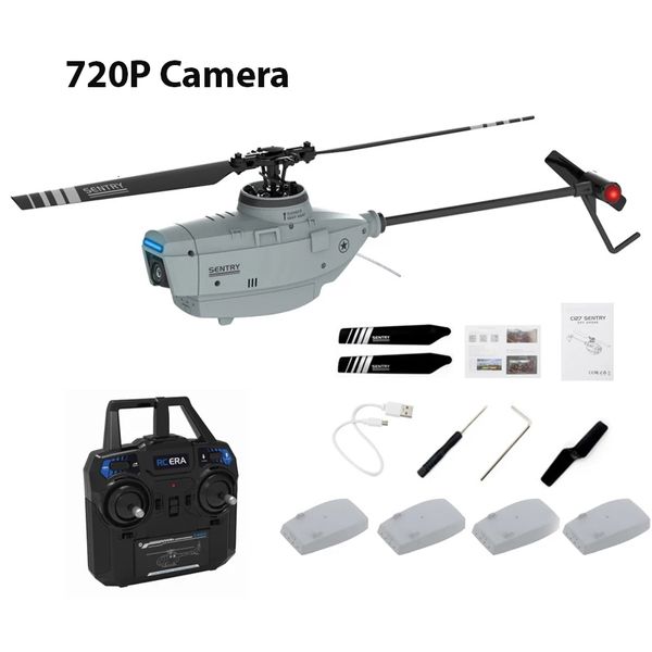 Intelligent Uav C127 2 4G RC Hélicoptère Professionnel 720P Caméra 6 Axes Gyro WIFI Sentry Espion Drone Grand Angle Unique Pagaie Jouet 230310