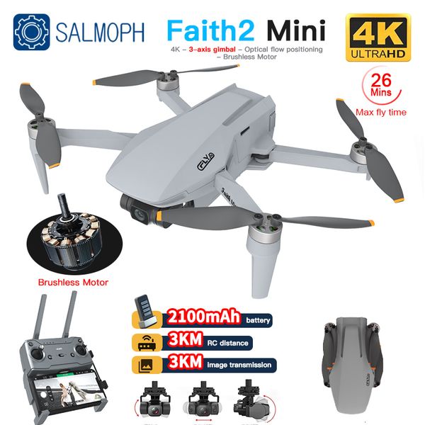 Intelligent Uav CFLY Faith2 Mini Drone 4K Professionnel Avec Caméra HD 5GWifi 3Axis Gimbal 240g Pliable Moteur Brushless GPS Dron RC Quadcopter 230803