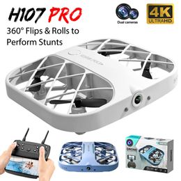 Intelligent Uav H107 Drone Wifi FPV Drones avec Caméra HD 4K Télécommande Hélicoptère Avion Poche Quadcopter Cadeau de Noël pour Garçons 230605