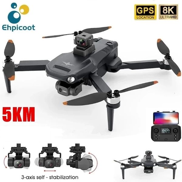 Inteligente Uav K 06 Max Drone 8K Profesional 5G GPS WIFI HD Cámara dual 3 Axis Gimbal Motor sin escobillas Antivibración Quadcopter plegable 5KM 230705