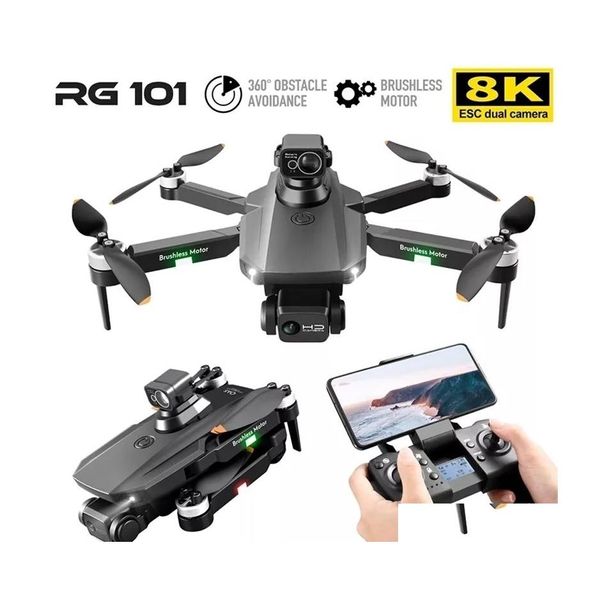 Inteligente Uav Rg101 Max Gps Drone 8K Cámara profesional dual HD FPV 3Km Pografía aérea Motor sin escobillas Quadcopter plegable Juguetes Dhj3Q