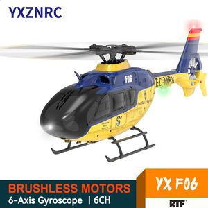 Uav intelligent YXZNRC F06 EC135 2 4G 6CH 6 axes Gyroscope RC hélicoptère modèle 1 36 échelle RTF entraînement direct double rouleau sans balais jouets sans mouche 231110