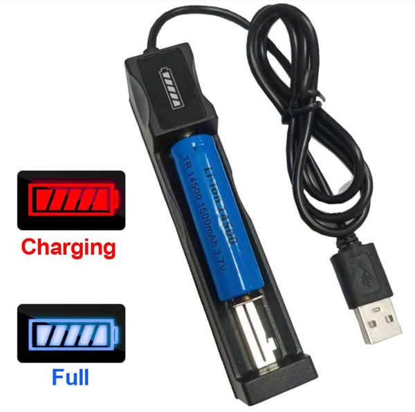 Chargeur de batterie universel intelligent USB 3.7V Li-Ion fente unique adapté pour 18650 26650 32650 18500 14500 rechargeable D4 UM2