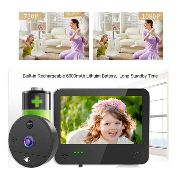 Timbre visual inteligente Intercomunicador con control remoto de 4,3 '' WiFi ultra claro Monitoreo Tuya Captura de video Cámara electrónica ojo de gato Pantalla LCD