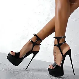 Intention sandales strip-teaseuse noire original talons rouges plate-forme en cuir brevet talons talons sexy chaussures femme plus us taille 93
