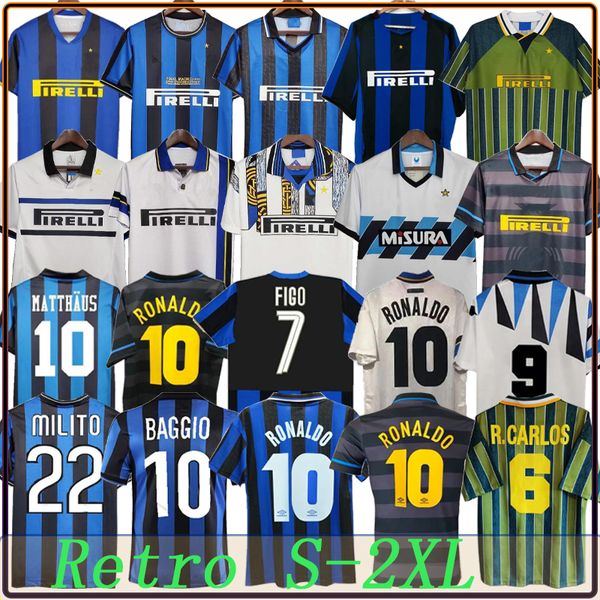 Inter finales maillots de football 2009 MILITO BATISTUTA SNEIJDER ZANETTI 10 11 02 03 08 09 MILAN Retro Pizarro Football 96 99 Djorkaeff Baggio RONALDO manches longues Ronaldo