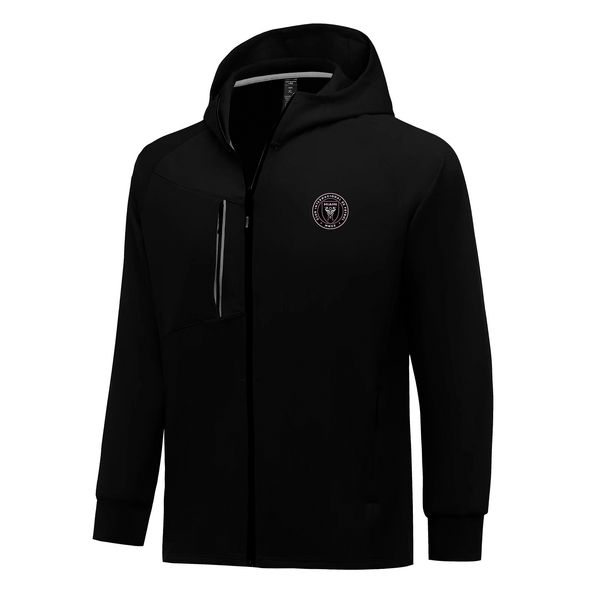 Inter Miami CF Hommes Vestes Automne manteau chaud loisirs jogging en plein air sweat à capuche Fermeture éclair complète à manches longues Veste de sport décontractée