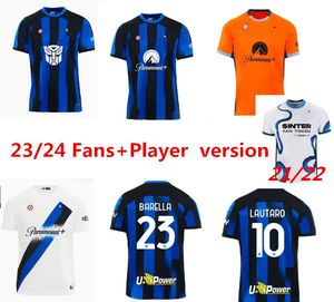 Fans Player 23 24 LUKAKU LAUTARO InterS Milans camisetas de fútbol ANIVERSARIO CORREA DZEKO BARELLA SKRINIAR 2023 2024 BROZOVIC Camiseta de fútbol local para hombres 999