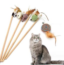 Jouet interactif pour chat, bâton mains libres, jeu de chaton, baguette Teaser, jouet pour chats, attrape-cloche à plumes pour animaux de compagnie, fournitures d'entraînement