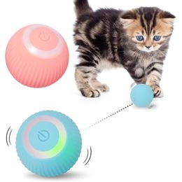 Bola interactiva de gato Luces LED LED Bola Pet Toy Automático en movimiento Bola de rodadura con ejercicio de mascotas recargable USB Bola de juguete de persecución para perros gatitos
