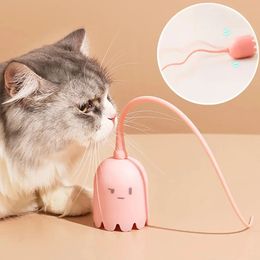 Interactief kattenspeelgoed USB Elektrisch Intelligente rollende bal Speelgoed Katten Huisdier Siliconen Automatisch Draaien Muis Staart Kitten Teaser Stick 240309