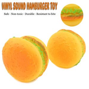 Jouets interactifs pour chien pour petit diamètre de chiot de couinement de Hamburger de colle de vinyle 8.5cm résistant à la morsure de mastication