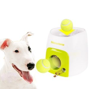 Interactive Fetch Ball Dog Toys Tennis ER Automatische trein Gooi machine Pet Throw Device met Drop Y200330