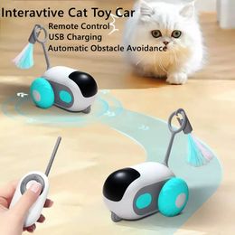 Control remoto interactivo eléctrico inteligente inteligente coche gato juguetes USB recargable deportes perros mascota automático palo juego teaser 240226