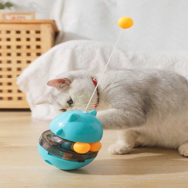 Moulin à vent interactif chat jouet et gobelet drôle bâton chiot alimentation lente pour animal de compagnie secouant fuite alimentaire conteneur balle 210929