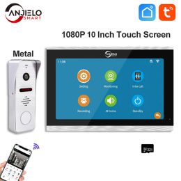 Interphone 1080p 10 pouces tactile Smart WiFi Video Système d'interphone avec sonnette en métal Home Imperproof Vision Night Vision d'entrée Porte de porte