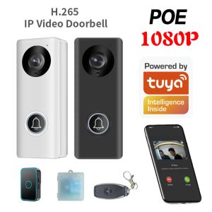 Interphone 1080p Poe IP Vidéo Interphone WiFi Video Door Téléphone Tuya App Smart Door Bell WiFi Door Camera Alarm Camera Wireless Security