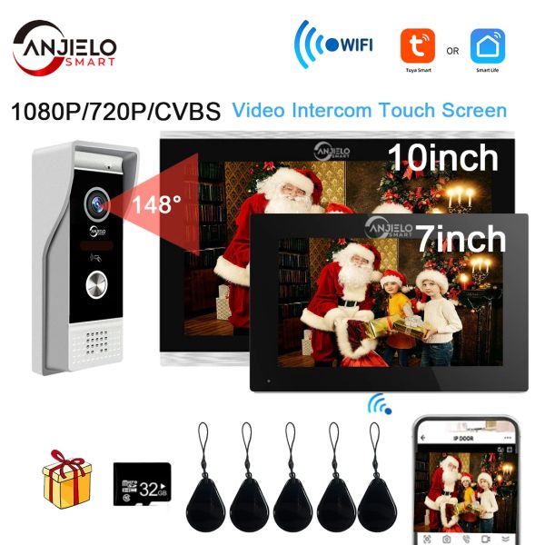 Interphone 1080p Tuya Smart 7/10 pouces Video Interphone WiFi Home Video Doorbell Système