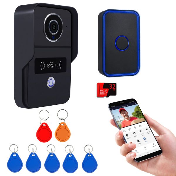 Intercom 1080p Video WiFi Toildevor Comcom, Smart Wireless Video Intercom Door Phone Tel Pelina de la aplicación Tuya Aplicación de 2 vías Intercomitiva para el hogar