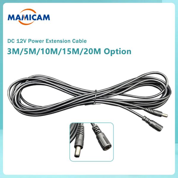 Cable de extensión de alimentación de 12 V de 10 m 20m CC de 12V 5.5 mmx2.1 mm/20 pies CCC de CC para la cámara CCTV Cable de extensión de 12 voltios