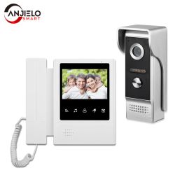 Interphone 4,3 pouces Doorbell Video Camera Wired Touch Monitor Interphone Interproproofr Ir Night 700TVL Vision for Home Surveillance 4 Wire Configuration