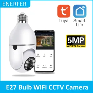 Intercom 5MP E27 BULB TUYA IP CAMERA TUYA Smart Home Indoor WiFi Wireless CCTV Camera Automatische tracking Home Security Baby Monitor