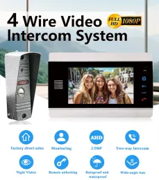 Interphone 7 pouces Door Doorbell 4wire Video Interphone 1080p Ahd Camera étanche à porte extérieure
