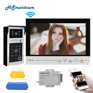 Intercom 9 inch wifi video intercom voor thuismonitor entry System met wachtwoord/ric vingerafdruk ontgrendeld deurbelcamera