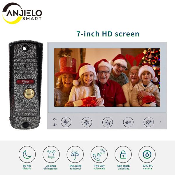 Interphone Anjielosmart Vidéo filaire Interphone Sécurité Interphone 1200TVL CAMERIE HD PORTE VIDÉO TÉLÉPHONE NIGHT VISION CAME CAME CAPACLE POUR LA MAISON