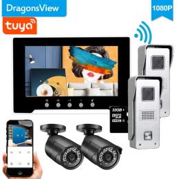 Intercom Dragonsview 1080p Tuya Smart Home Video Intercom Système Wireless WiFi Video Téléphone Door 7 pouces Système de sécurité Détection de mouvement