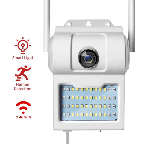 Caméra de sécurité à la maison extérieure interphone 1080p 2,4g Caméra de vision nocturne avec un capteur de mouvement LED Caméra légère sans fil