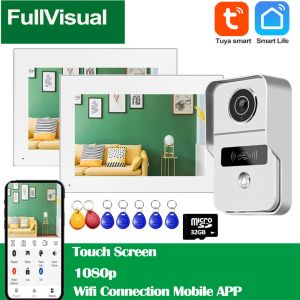 Intercom FullVisual Tuya Smart Home Intercom WiFi Video Deur Telefoonsysteem Wireless 140 ° Wijdhoek Doorbell met camera aanraakscherm