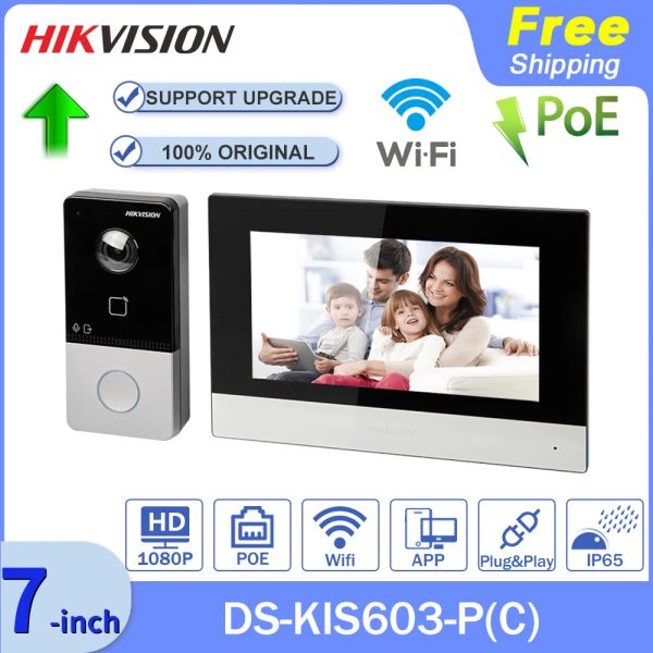 Intercom Hikvision IP Vidéo Kit d'interphone DSKIS603P (C) DSKV6113WPE1 + DSKH6320WTE1 POE POE DOOR Station de porte WiFi Monitor App.