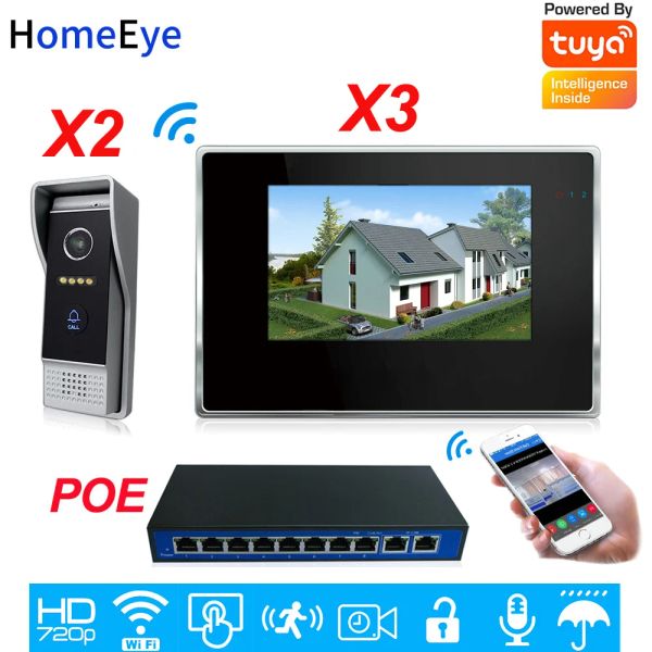 Interphone Homeeye WiFi Video Door Téléphone IP Vidéo Interphone 2 Portes Villa Système d'accès Tuya Temote Contrôle Smart Door Door Home Security