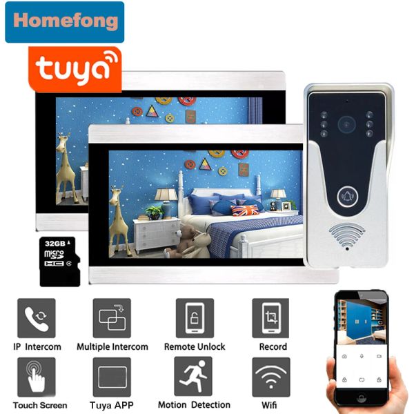Interphone Homefong 1080p Video WiFi Système d'interphone pour la maison Téyle de porte vidéo sans fil Smart Téléphone Door Camera Déblocage Talk Talkproof